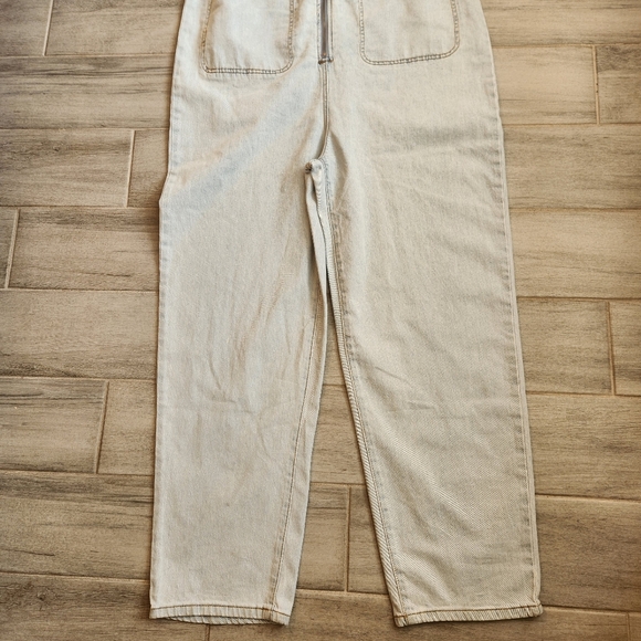 Steve Madden Jumpsuit L Light Blue Denim Eira Jean Relaxed Fit Front Zip New$130 - Picture 11 of 16